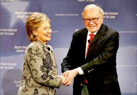 Senator Hillary Clinton (D-NY) and Warren Buffett.