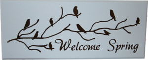 Welcome spring card with birds