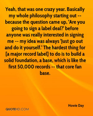 Yeah, that was one crazy year. Basically my whole philosophy starting ...