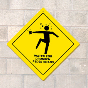 Drunken Pedestrians Metal Sign (Non-Distressed) (772-07017)