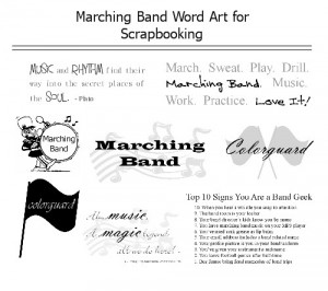 Free Marching Band and Colorguard Word Art for Scrapbooking