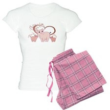 Hogs and Kisses Cute Piggies art Pajamas for