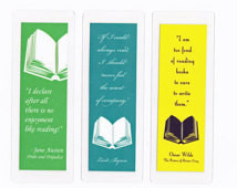 Set of seven (7) laminated bookmark s with quotes about books and ...