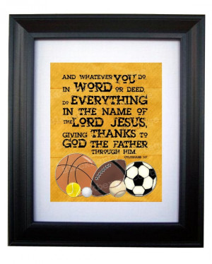 Personalized Bible Verse Sports Art Print for Children -- 8x10 ...