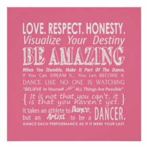 Inspirational Dance Quotes Poster- Pink