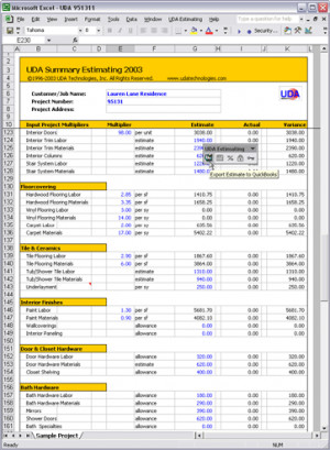 UDA Construction Office™ 2003 featuresboth summary and detailed ...