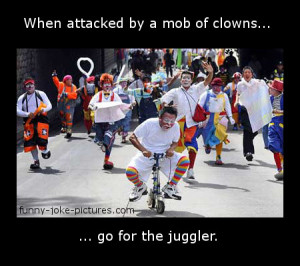 Funny Clown Mob Pun Joke Meme Picture Photo Punology Punography