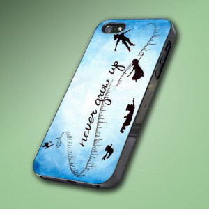 New Peter Pan Quote Never Grow Up Blue Hard Case by KrisCases, $14.89