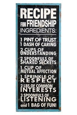 Recipe for Friendship Sign