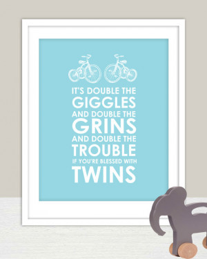 Art Print for Twins Nursery 8x10- Name Personalized for Kids and Baby ...