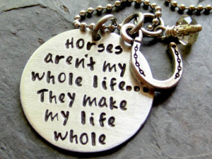 Hand stamped Horse Quote Necklace for Equestrian or Horse Lover.