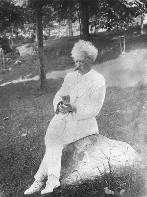 Mark Twain with his cat