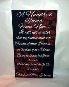 End of year Teacher Appreciation sign....great gift for teacher...12 x ...