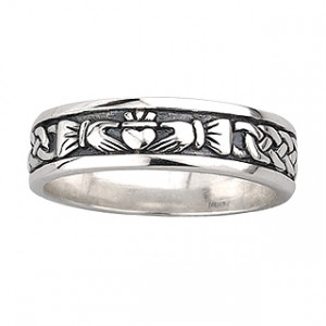 Ladies Claddagh and Celtic Knot Sterling Silver Ring