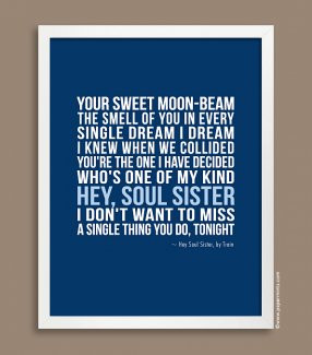 ... Quote Print in Blue, Hey Soul Sister {custom colors & quote / lyrics