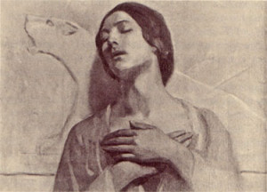 Kamilah, Kahlil’s mother. Painting by Kahlil Gibran
