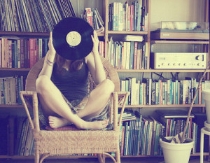 books, cute, girl, music, record, records, retro, vintage