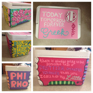Made this cooler for big/little reveal. Phi Sigma Rho.