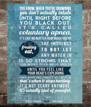 INSTANT DOWNLOAD Stiles Stilinski Teen Wolf Water Quote Poster 9x12 on ...