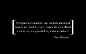 Albert Einstein quotes technology in black background