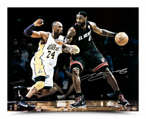 LeBron James Autographed NBA Finals Matchup Photo vs Kobe Bryant