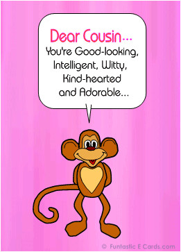 Funny comic style happy birthday card for cousin with cheeky monkey ...