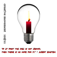 Candle inside the Idea Light Bulb with Albert Einstein quote