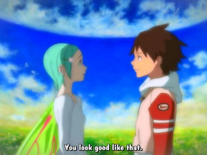 She turned bubbly at the end of Eureka Seven. Remember the butterfly ...
