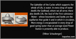 which supports the whole of Life, is water. In every drop of water ...