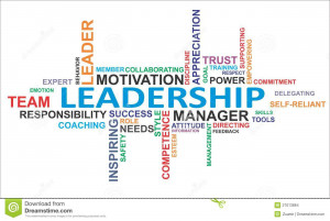 word cloud of leadership related items.