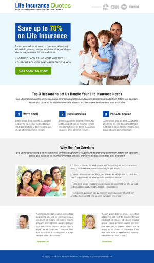 life insurance quote clean call to action responsive landing page
