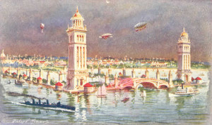 Postcard of the 1907 Jamestown Exposition featuring steamboats, yachts ...