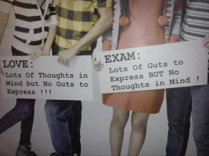 Difference between Love and Exams ~ funny thought image