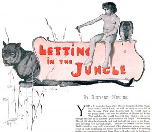 Cecil Aldin (1870-1935) - Mowgli, Bagheera and Chil (logo illustration ...