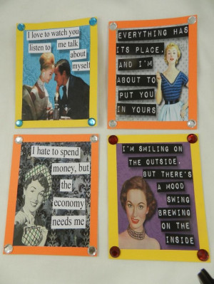 Blank Notecards Retro Funny Women Quotes Handmade Assorted Set Four # ...