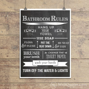 bathroom rules chalkboard themed Wall Quotes™ giclée art print