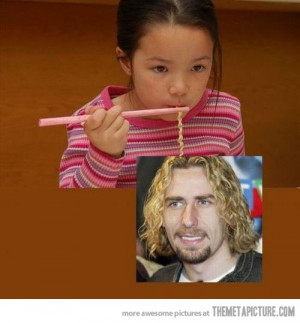Funny photos funny girl eating noodles hair