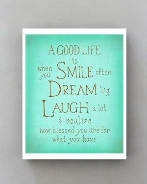 Smile Dream Laugh... Inspirational Quote Poster, Typographic Print ...