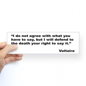 ... Gifts > Attitude Auto > Voltaire Free Speech Quote Bumper Sticker