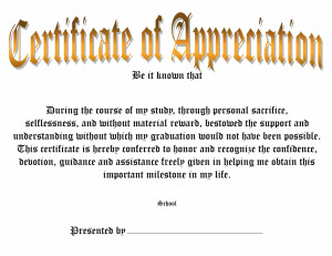 Certificate Of Appreciation Words