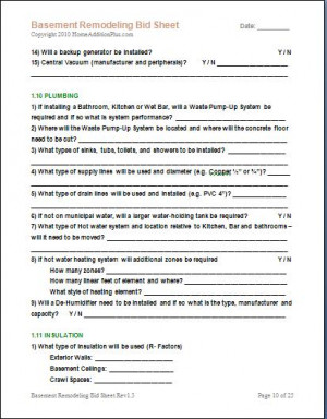 ... Now and Immediately Download the Basement Remodeling Bid Sheet today