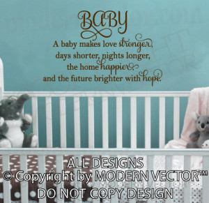Details about BABY love stronger happier Quote Vinyl Wall Decal ...