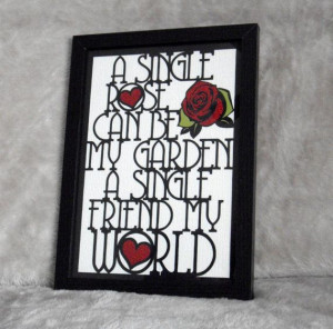 A4 Friend Paper Cut Rose Garden Quote by PrettyAwesomePaper, £25.00