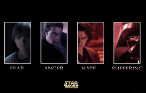Fear leads to Anger, Anger leads to hate, Hate leads to suffering.