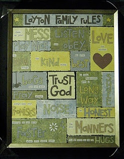 Family Rules from scrapbook paper