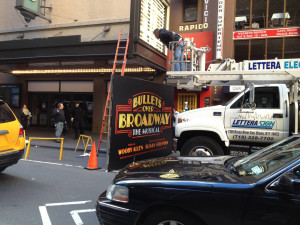Bullets Over Broadway Musical Marquee At St James Theatre