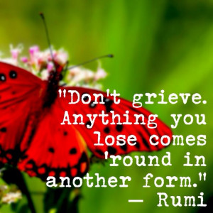 Don't grieve. Anything you lose comes 'round in another form.