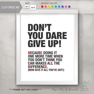 Depression Motivation / Don't You Dare Give UP! Inspirational Quote ...