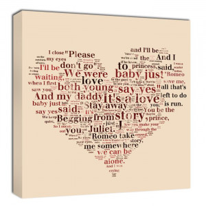 ... Gifts word art lyrics heart shape collage Personalized Canvas Art