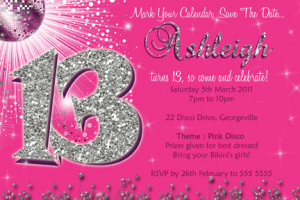 13th birthday party invitation for girls